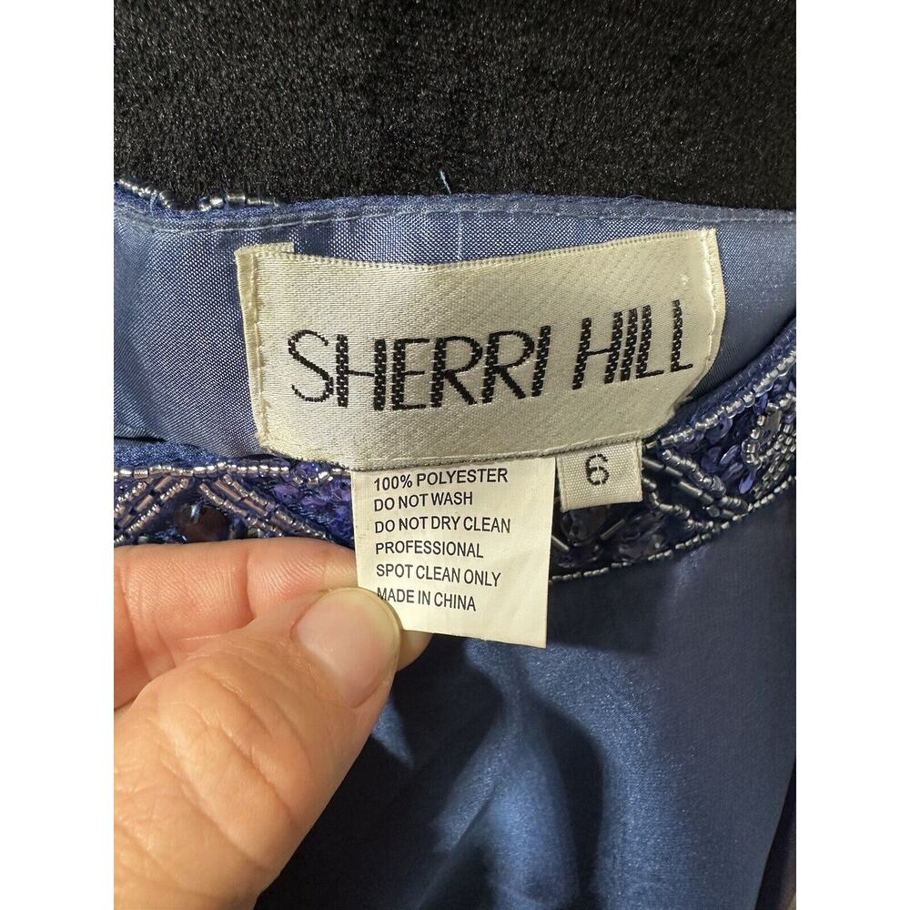 Sherri Hill 2 Piece Chiffon Skirt/Embellished Top Blue Size 6 Style 51296 Formal - Picture 5 of 15